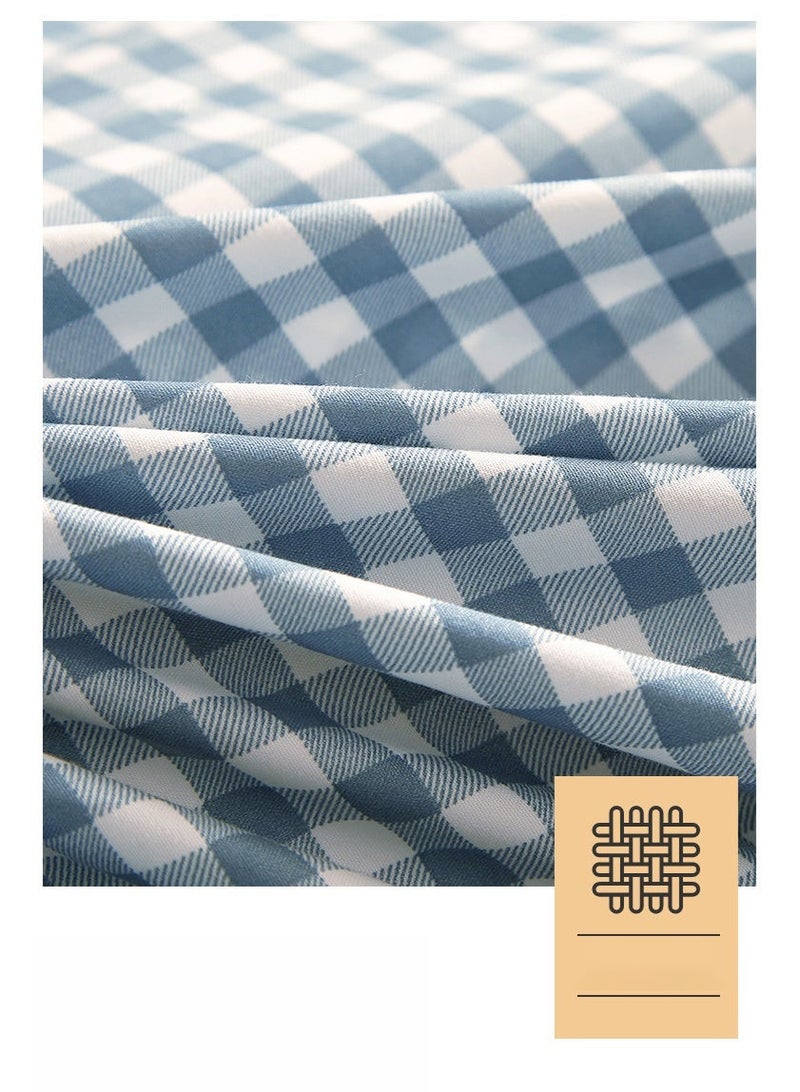 Rewell This Four-Piece Microfiber Soft Comforter Set Features a Simple Checkered Pattern, Perfect for Any Room Décor. The Set Is Machine Washable and Includes One Duvet Cover, One Sheet, And Two Pillowcases (Duvet Cover: 220*240 cm, Sheet: 230*245 cm, Pillowcases: 48*74 cm). - Image 5